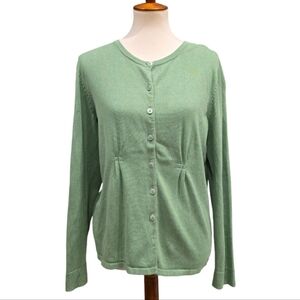 Coldwater Creek Green Silk Blend Cardigan
